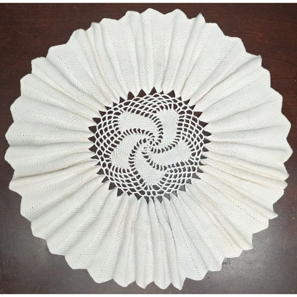 Vtg 16" Handmade Crocheted Doily Stand Up Edged Ruffle White BOHO Granny Lot